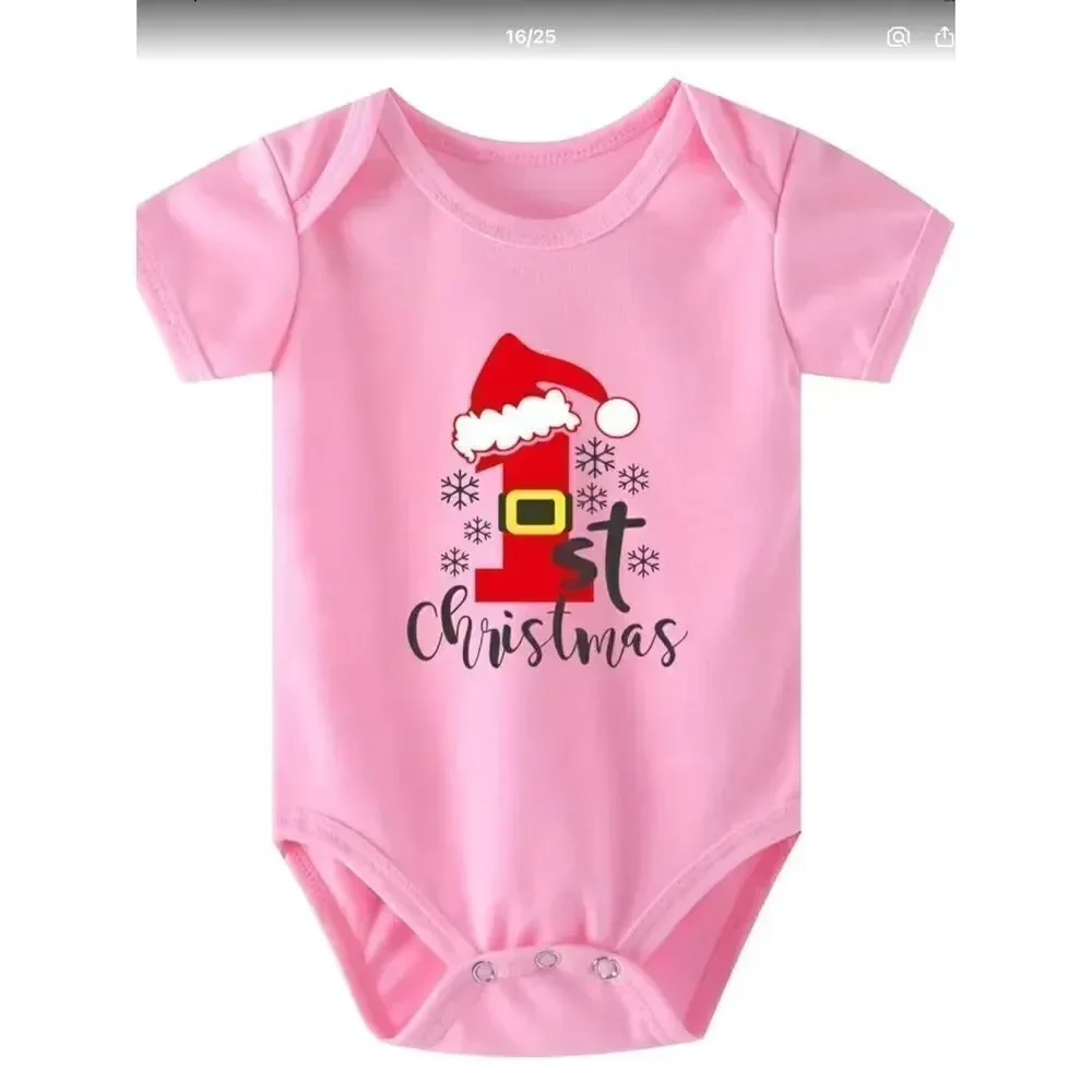 New Christmas Pattern Baby Romper 3M